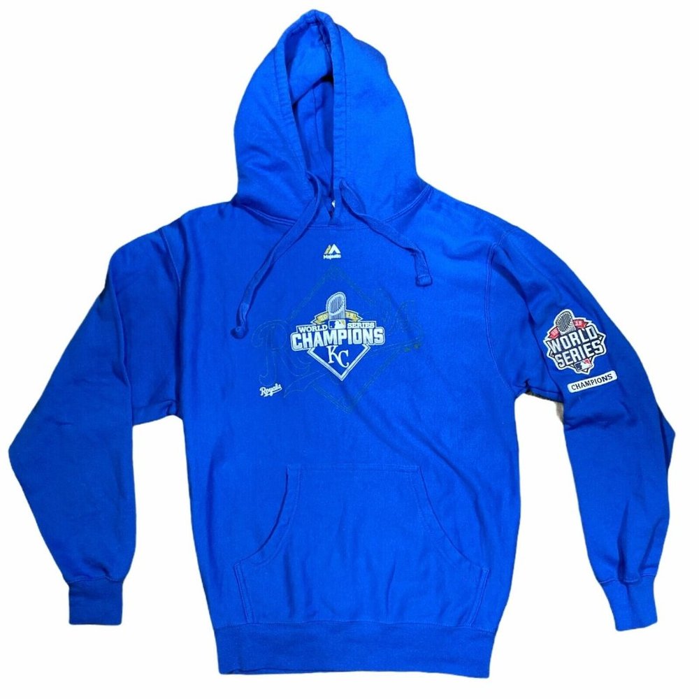Majestic Kansas City Royals MLB World Champion Series Men's Blue Hoodie - Size M